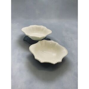 Vintage San Marco Italian Creamware Pearl Edge Scalloped Bowls Set of 2 Ceramic